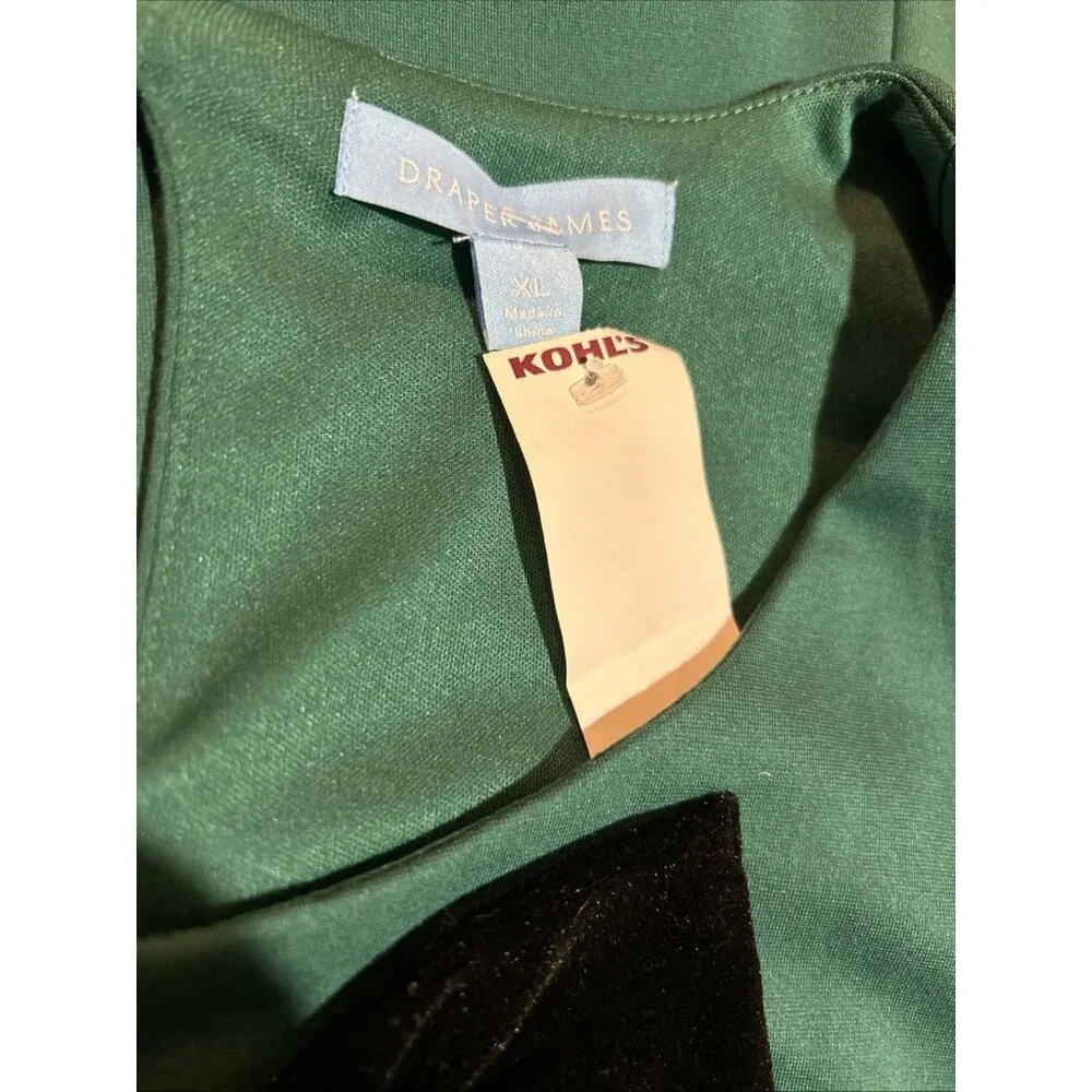 Holiday Sleeveless Green Black Bow Dress Coquette Draper James Pockets New - Picture 12 of 14